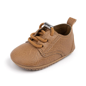 Baby Oxford Dress Shoes Infant Toddler Crib First Walking Shoes for Boys Girls, Khaki BAY261