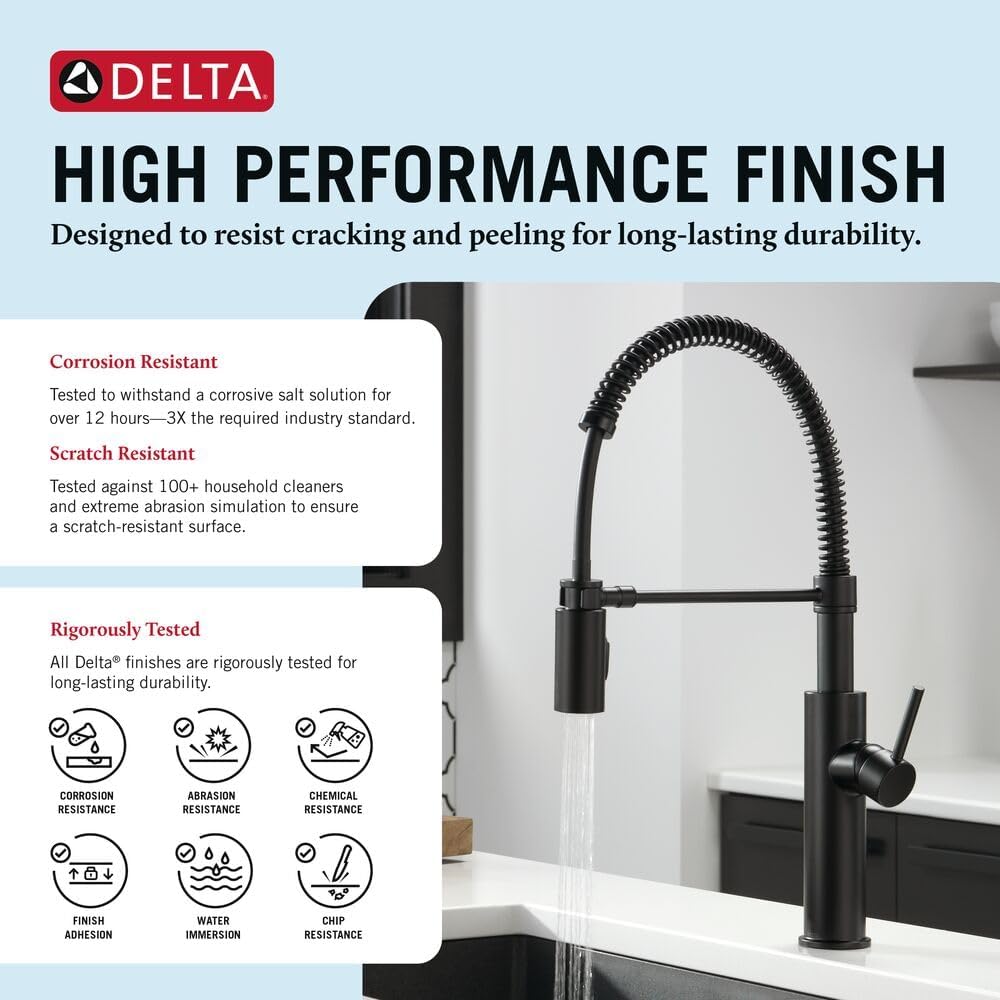 Antoni Pro Style Commercial Kitchen Faucet with Pull Down Sprayer, Single Hole Matte Black Kitchen Sink Faucet