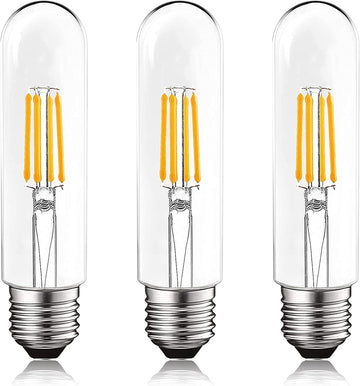 T10 LED Bulb, 5W=60W Equivalent, 3000K Soft White, Vintage Edison Filament Bulb, 500 Lumens, Tubular Light Bulb, Damp (3 Pack)