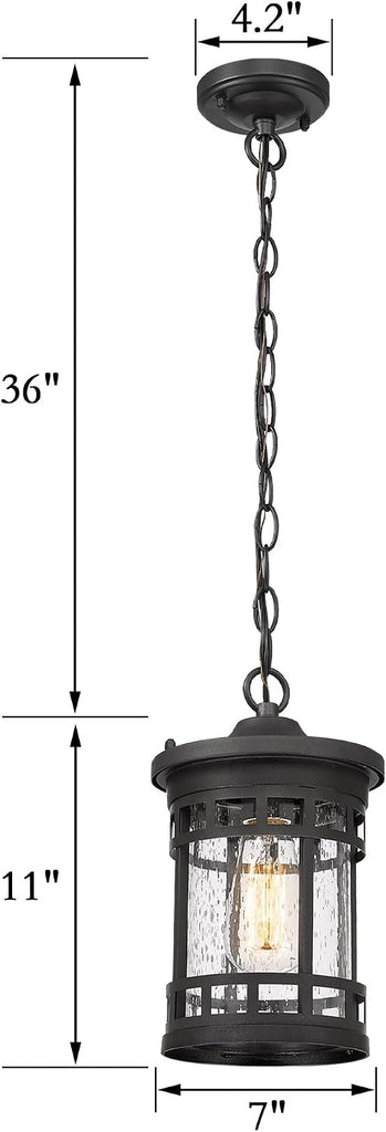 Outdoor Pendant Lantern - Anti-Rust Farmhouse Hanging Light Fixture
