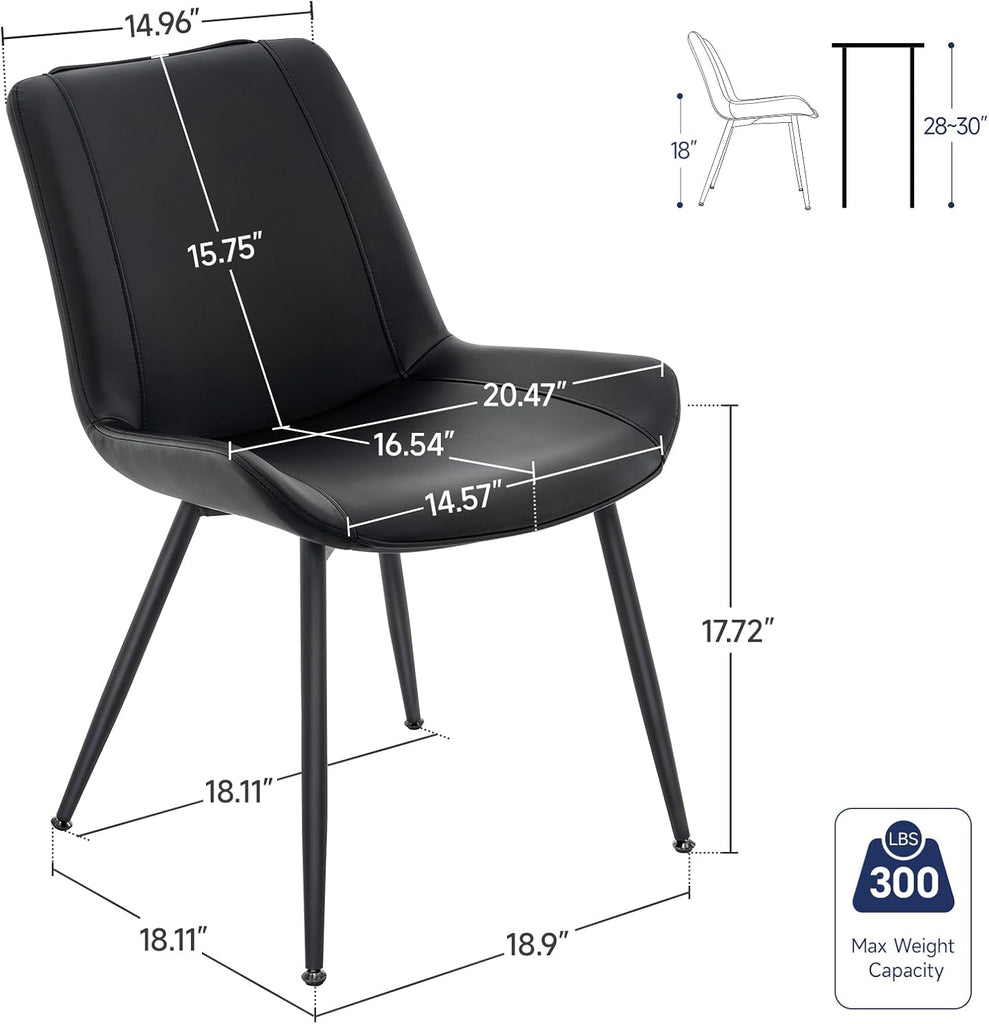 Dining Chairs Set of 2, PU Leather Modern Armless Kitchen Dining Room Chairs