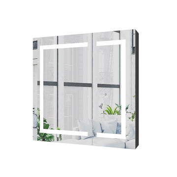 Lighted Bathroom Medicine Cabinet With Mirror 36 x 30'' Recessed or Surface Wall Mounted Medicine Cabinet With