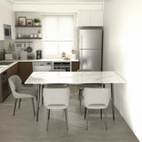 63" Modern Dining Table, Sintered Stone Kitchen Table for 4-6 peoples, White Sintered Stone Dining Tabletop with