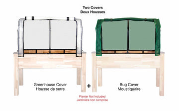 Greenhouse & Bug Cover Combo 22"W x 43"L x 24"H - Includes 1 Frame & 2 Interchangeable Covers. Planter NOT Included