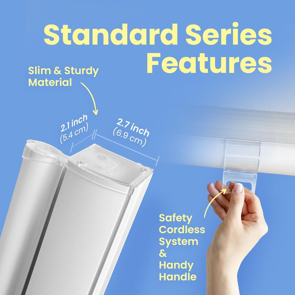 Cordless Zebra Blinds W28 x H64 Inch Dual Layer [Cordless Basic,White]