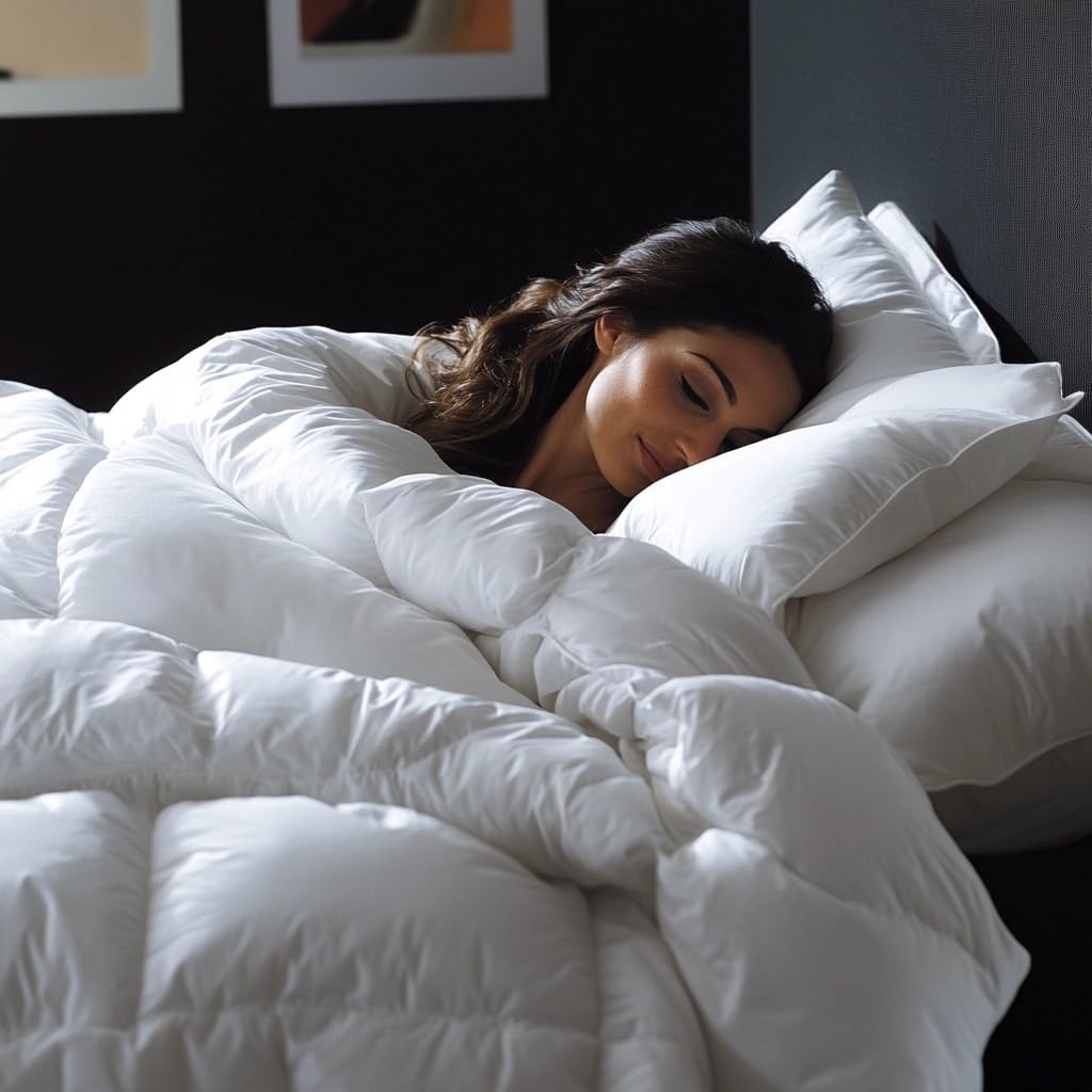 Goose Down Comforter Twin, Fluffy Soft Noiseless Duvet Insert, 100% Cotton Shell, 750+ Fill Power, 4