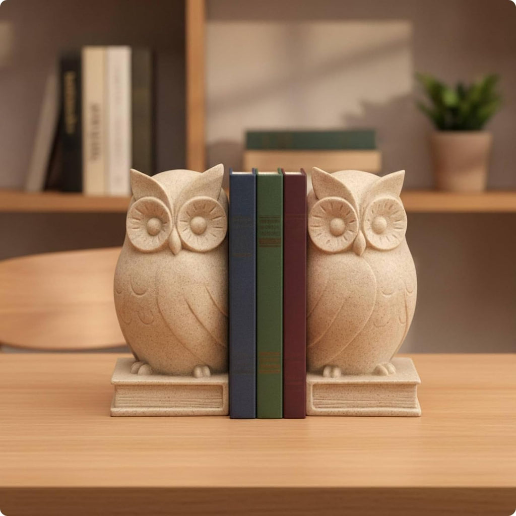 Bookends Sculptural Bookends with Rectangular Base Unique Bookend Holder for Readers, Bookshelf, Desk, Gray