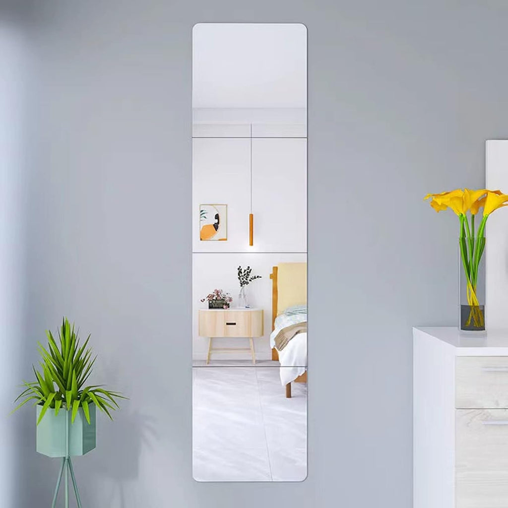 Wall Mirror Full Length, on Door Mirrors, Cheap Mirror Acrylic, shatterproof Gym Mirrors Gym, 8"X8"-4 Pcs, Workout Non