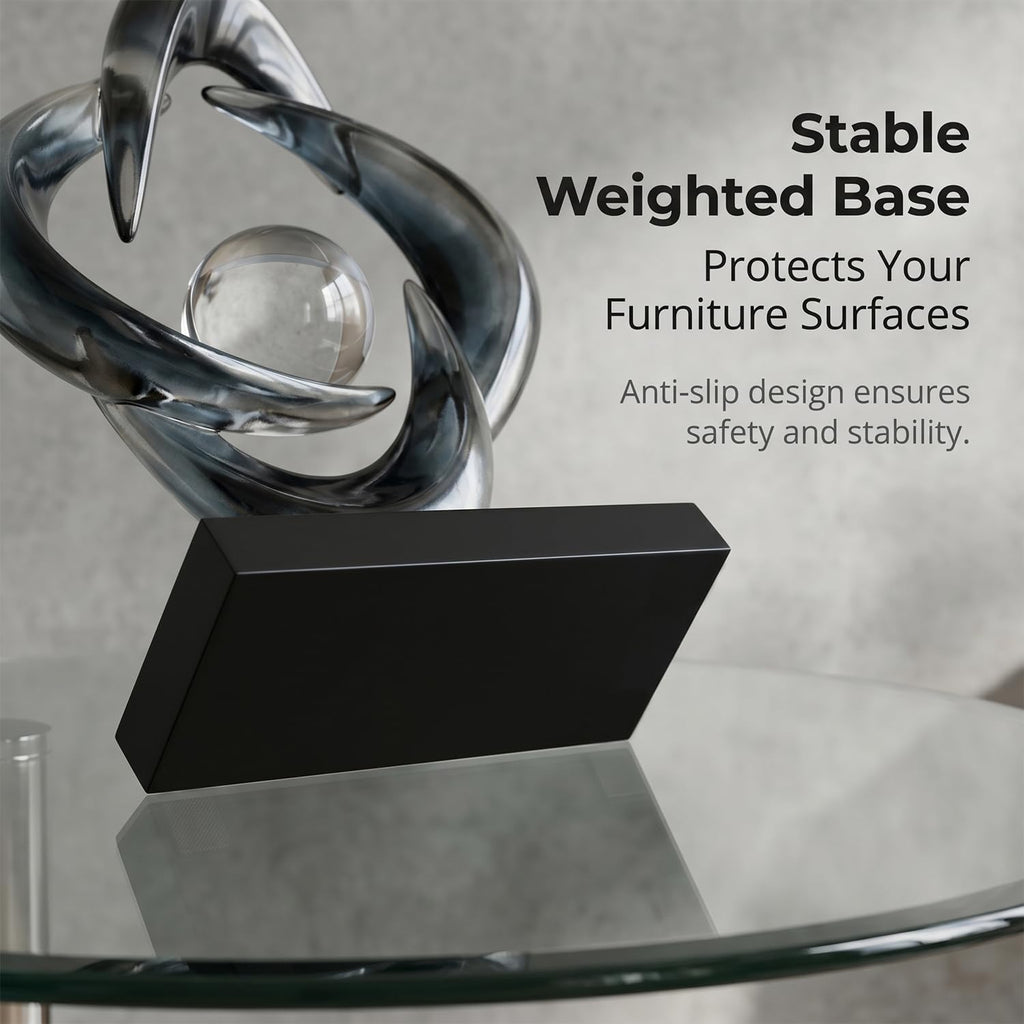 Modern Abstract Sculpture Decor, 10.8" Gray Resin Art Statue | Transparent Gray Resin Art Statue for Coffee Table
