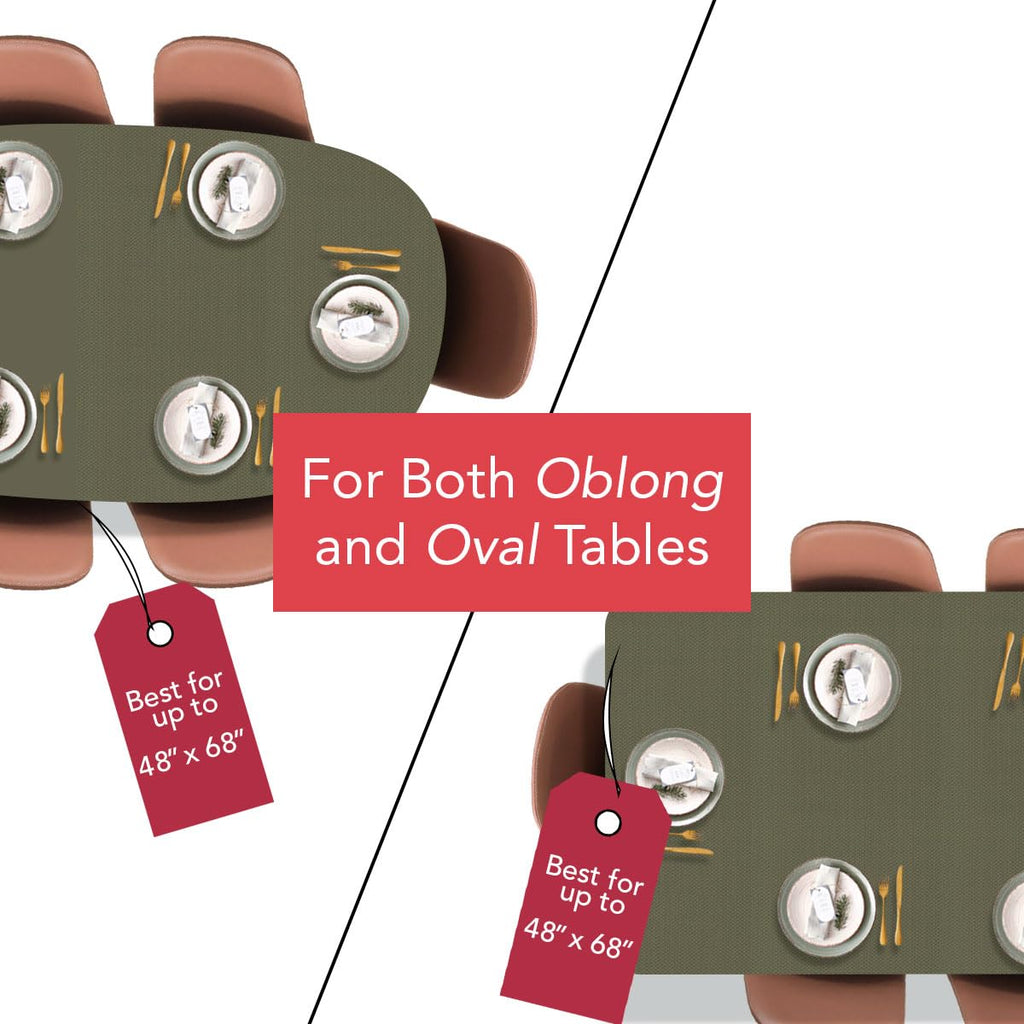 Flannel Backed Vinyl Fitted Tablecloth Oval Green