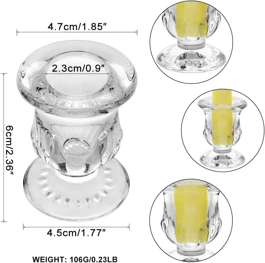 Glass Taper Candle Holder Set of 24 - Clear Crystal Candlestick Holders for Tapered Candles, Elegant Candle Stick