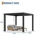 10x10 FT Louvered Pergola, Outdoor Aluminum Pergola with Adjustable Roof & Integrated Drainage System