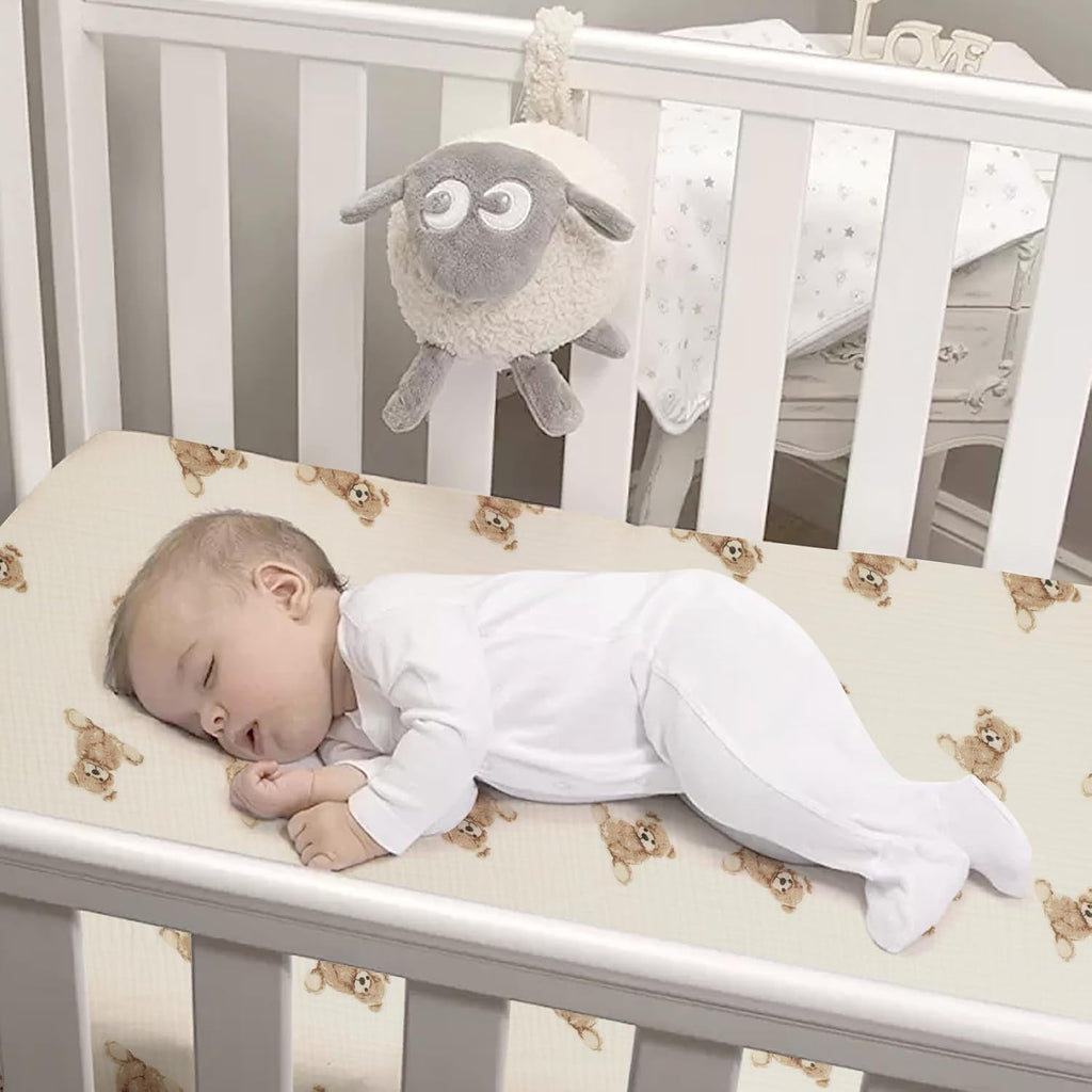 Organic Crib Sheets Fitted Crib Mattress Sheet 2 Pack 52x28 Inches 100% Muslin Cotton for Baby Girls & Boys, Soft