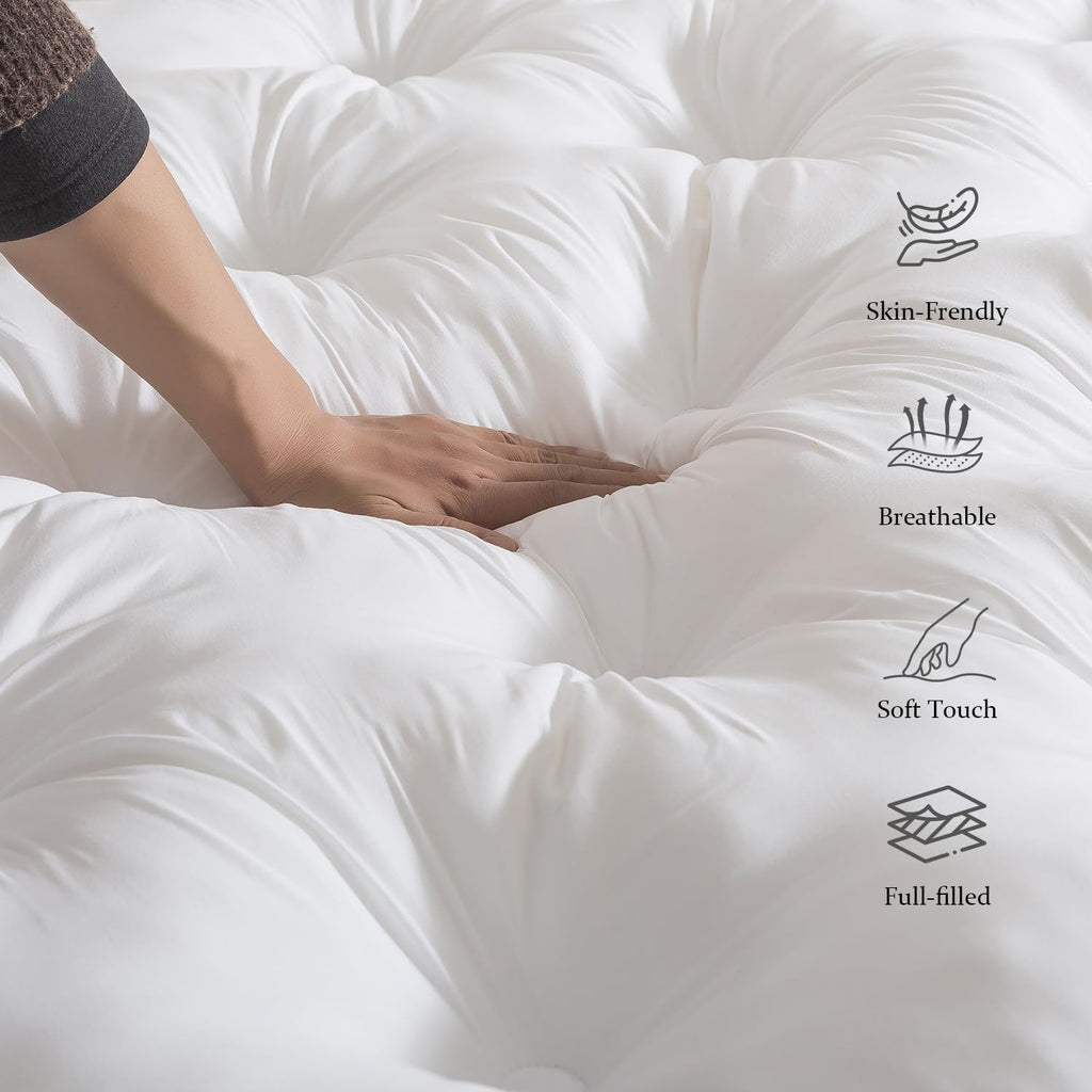 5 Inch Memory Foam Mattress Topper with Deep Pocket, Queen | Extra Thick 2000 GSM Pillow Top, Soft Bed Topper for