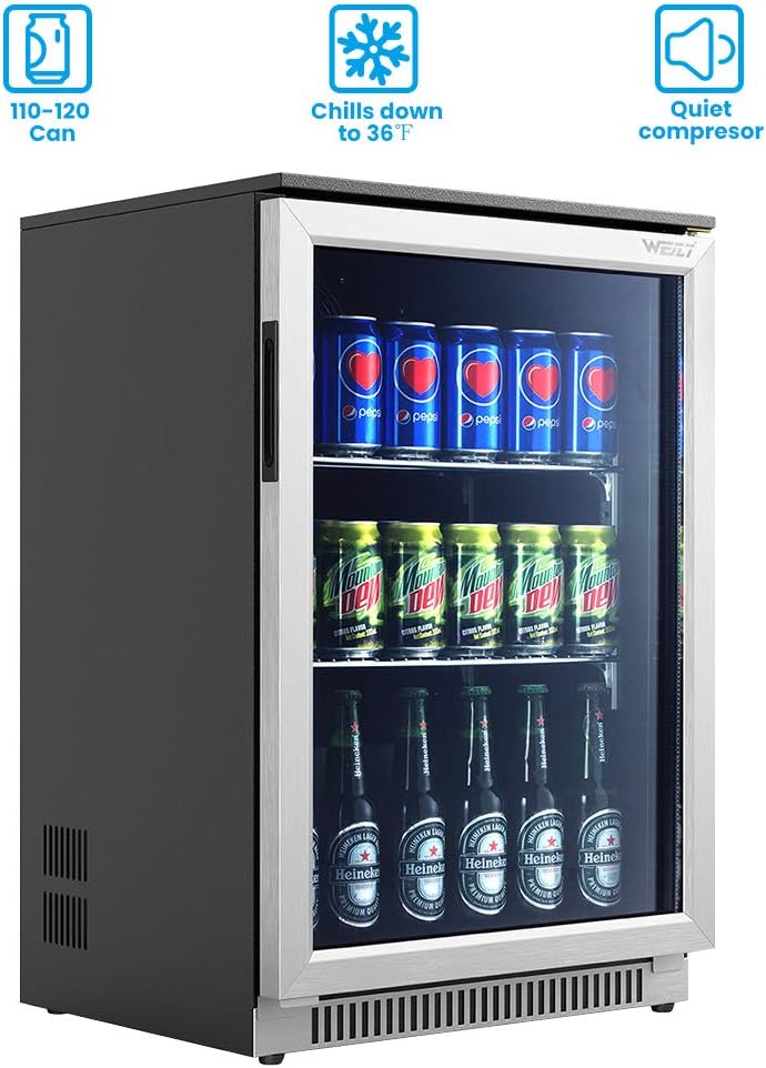 20 Inch Built in Beverage Fridge with Glass Door