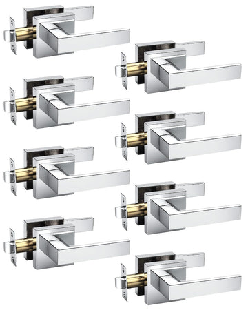 8 Pack Door Handles Interior Passage Doorknob No Locking Polished Chrome Hallway Closet Door Handles