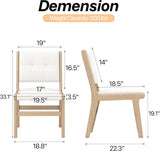 Modern PU Leather Dining Chairs Set of 2, Upholstered Kitchen Chairs with Solid Wood Legs and Comfortable Seat for Dining Room or Bedroom, White