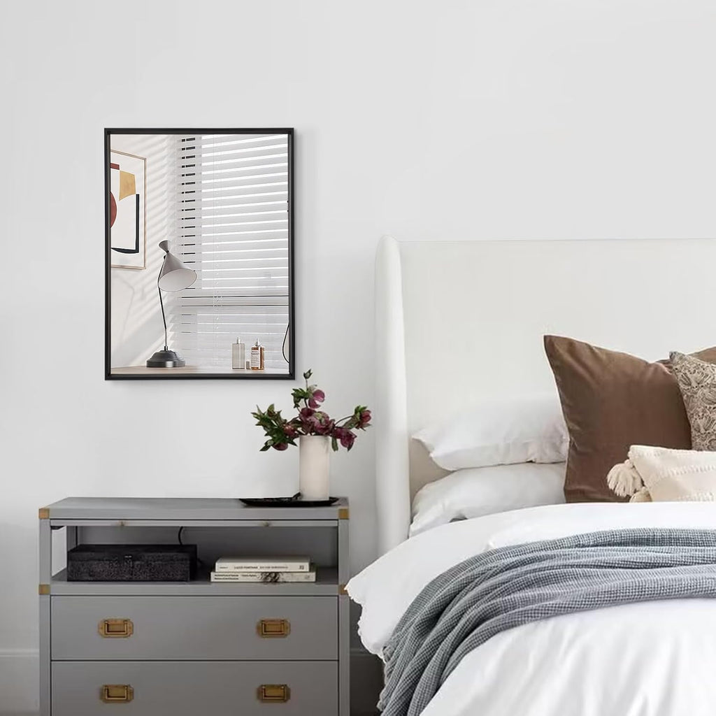 Mirrors for Wall Rectangular Metal Framed Mirror Modern Decorative Bedroom Living Room Bathroom Vertically or