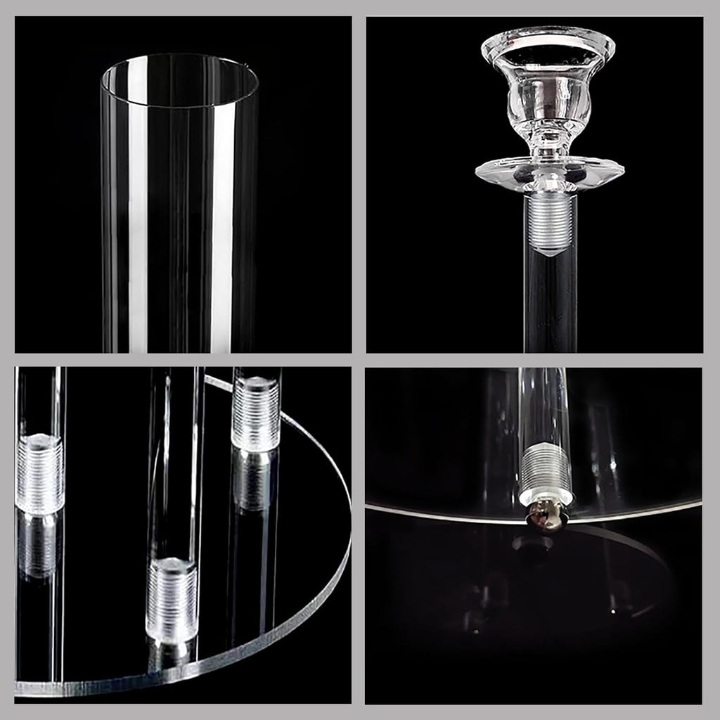 2Pcs Acrylic Candelabra Centerpieces,Clear Crystal 5 Arm Candlesticks Holder with Acrylic Shade for Valentine's day