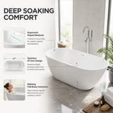 67" Deep Soaking Bathtub, Non-Slip Acrylic Tub with Chrome Drain, cUPC Certified, Ergonomic Modern Bath for Bathrooms
