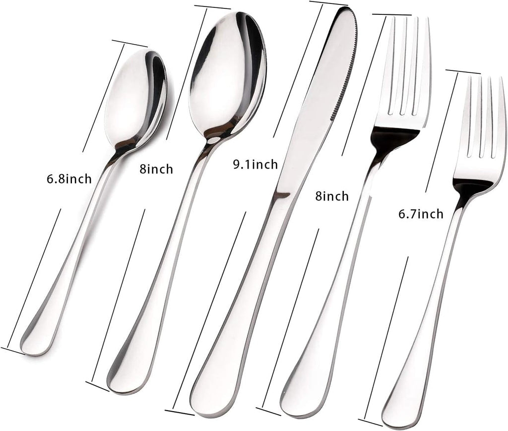Silverware Set for 8, 45-Piece Stainless Steel Flatware Cutlery Fork and Spoon Set with Serving Utensils Set