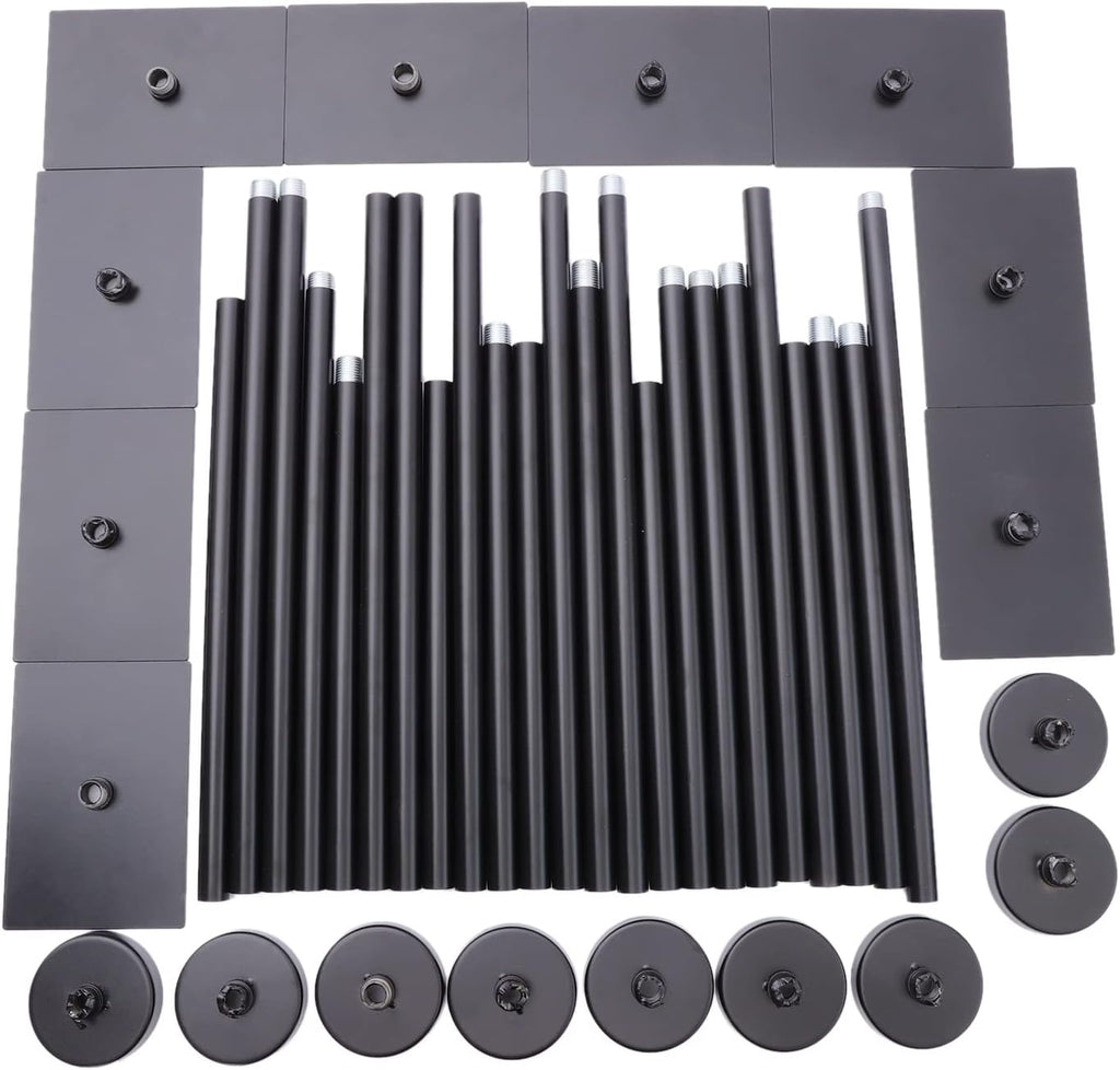 9-Piece Black Floor Candle Holders Set - 42" Tall Tiered Candelabra, Adjustable Iron Tealight Stands, DIY Home Decor