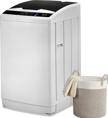 25LBS Portable Washing Machine, Full-Automatic Laundry Machine with Stainless Steel Drum, 10 Wash Programs Compact