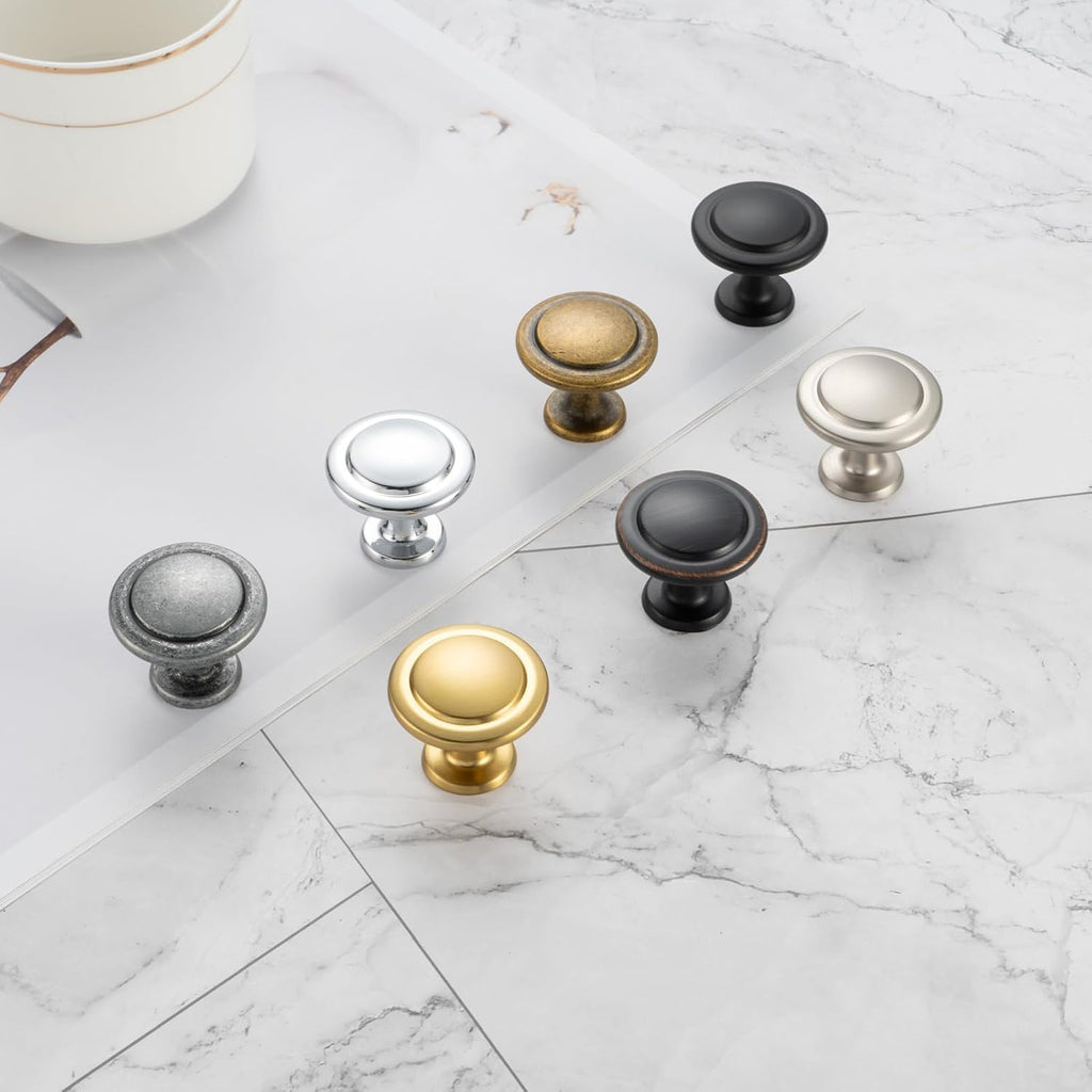 Round Cabinet Knobs Oil Rubbed Bronze Cabinet Pulls, Dia. 1-1/4 Inch, 10 Pack Bronze Drawer Knobs Cabinets 1960 Drawers