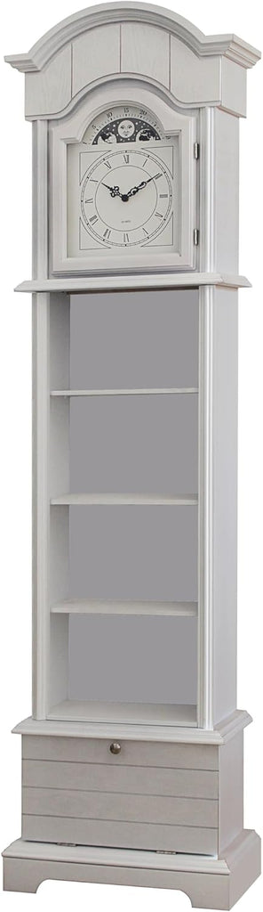 72'' Traditional Floor Standing Wood Grandfather Clock with White Finish