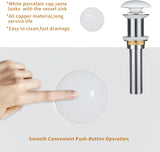 14'' Round Vessel Sink with Pop Up Drain,Bathroom Vessel Sinks,Bathroom Sinks Above Counter,Ceramic Vessel