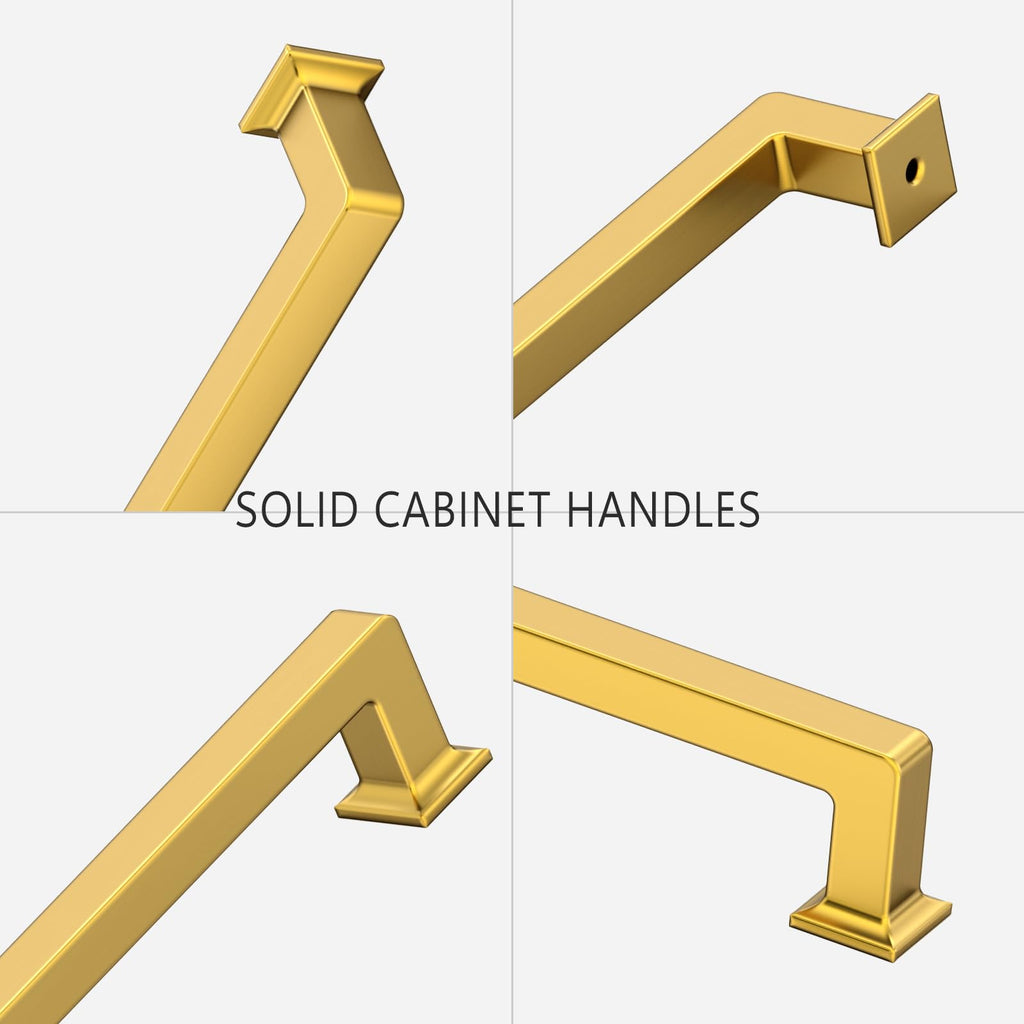 10 Pack 7 Inch Vibrant Brushed Moderne Brass Cabinet Pulls