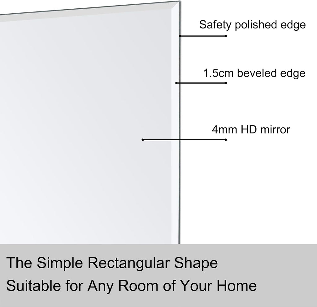 2-Pack Bathroom Vanity Mirrors for Wall 24" x 36", Frameless Rectangle Mirror with Beveled Edge for Over Sink, Wall