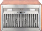 30 Inch Copper Island Mount Range Hood 610 CFM LED Lights Dishwasher-Safe Baffle Filters