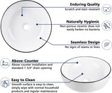 16'' Round Vessel Sink, Bathroom Sinks Above Counter White Ceramic Bathroom Vessel Sinks