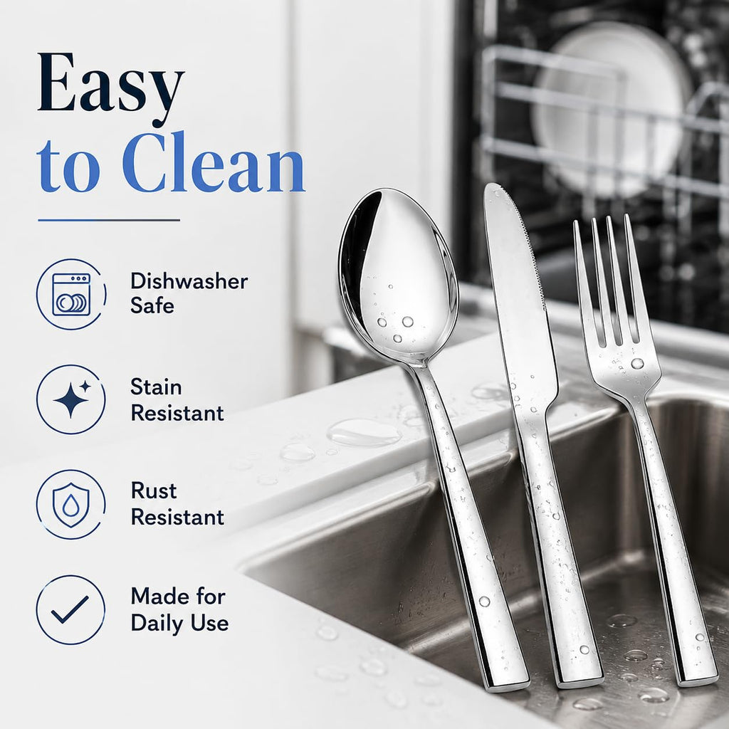 24-Piece Stainless Steel Silverware Set for 8, Mirror Polished Flatware Set Includes 8 Dinner Knives, 8 Dinner Forks