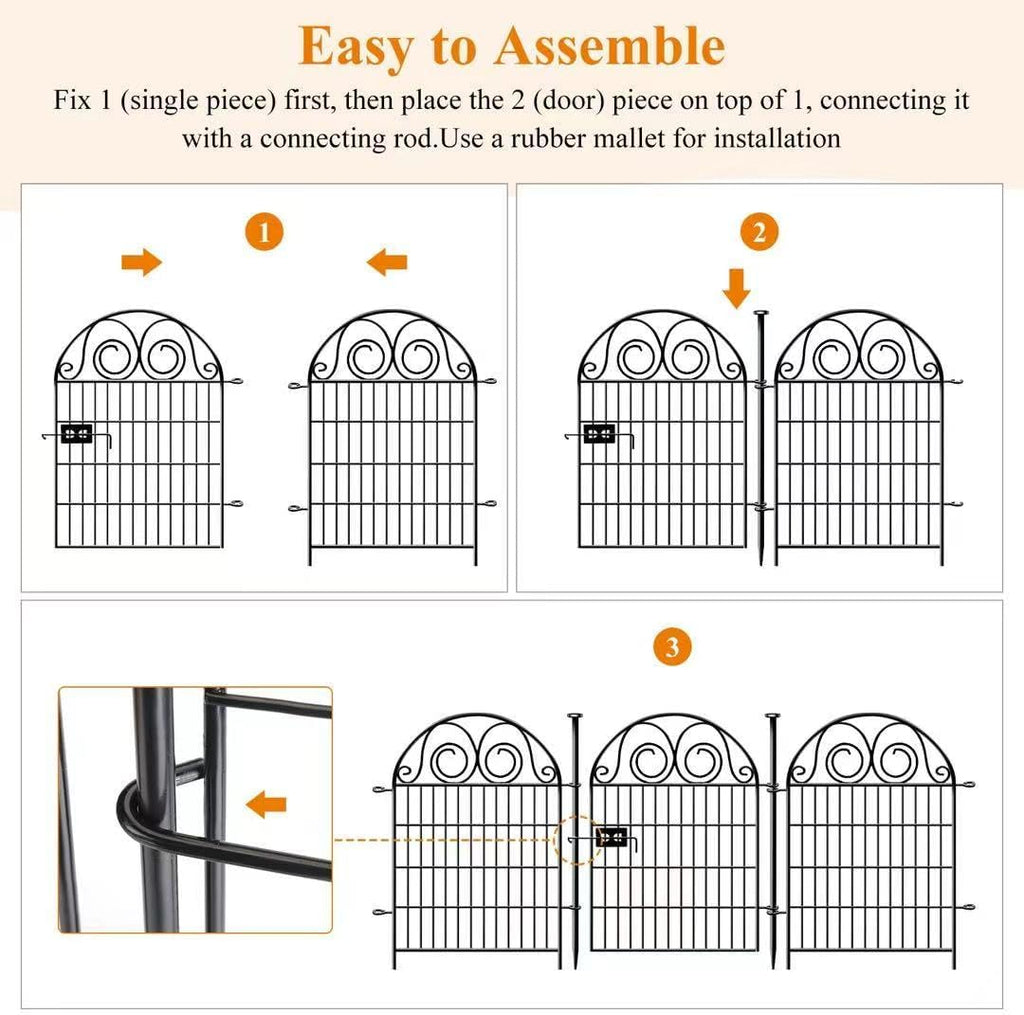 Tall Garden Animal Barrier Fence with Gate, 36 in(H)×30.6 Ft(L) 14 Panels Dog Digging Fence Barrier, Black Heavy Duty