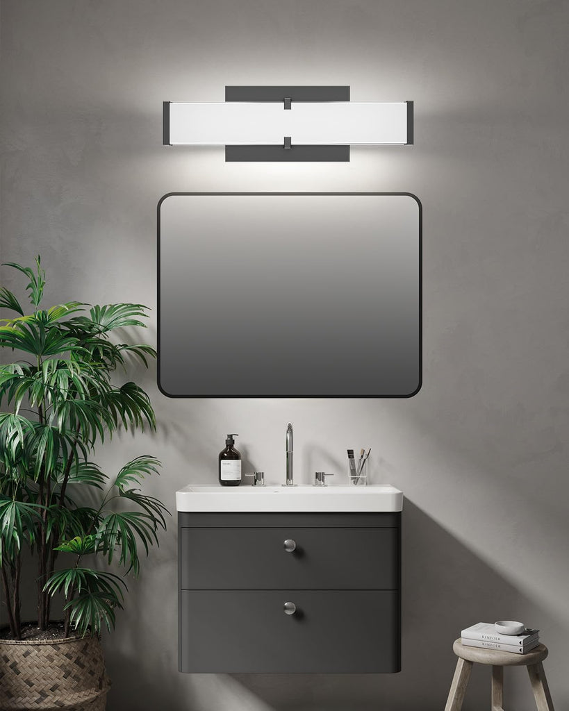 Modern 24IN Black Bathroom Vanity Light, 25W 2500 Lumen Dimmable, 5CCT, ETL Certified