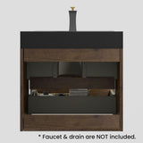 24" Floating Bathroom Vanity with Black Sink, Modern Bathroom Cabinet with Top and Soft Close Drawers