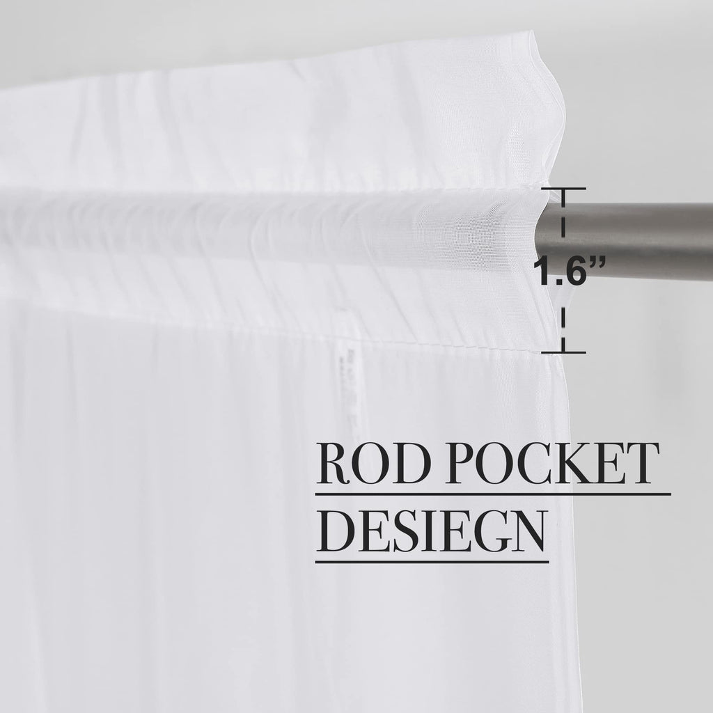 White Sheer Curtains 120 inch Long 2 Panels Set, Pocket Top Elegant & Lightweight Voile Sheer Light Filtering Drapes