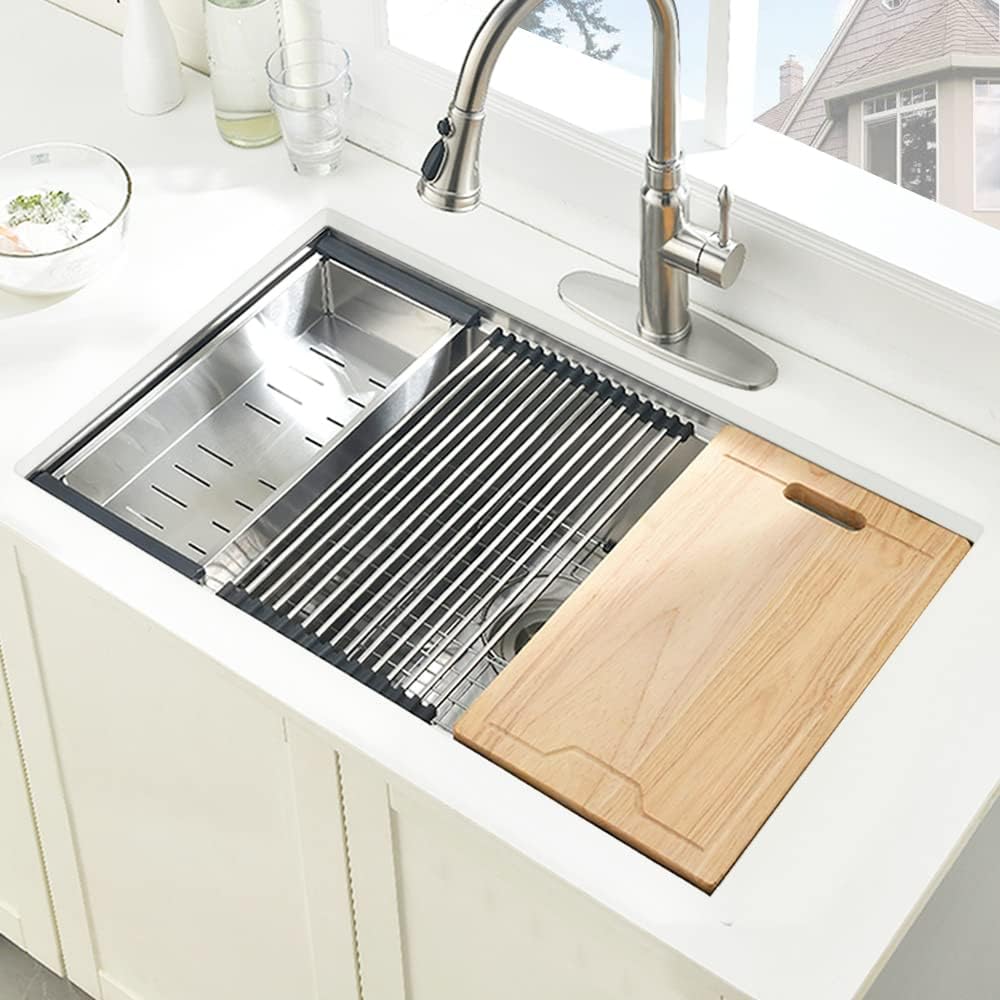 30 Inch Undermount Kitchen Sink Stainless Steel | 30 x 19 Inch Undermount Workstation Sink 16 Gauge 10 Inch Deep
