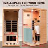 Small Sauna Far Infrared Saunas for Home 1 Person, 1060W, 6 Heating Panels, Hemlock Wooden Indoor Sauna Room with Tempered Glass, Left Door Opening, Blue-Tooth, LCD-Display Control A129-B0DSFPXQ8K