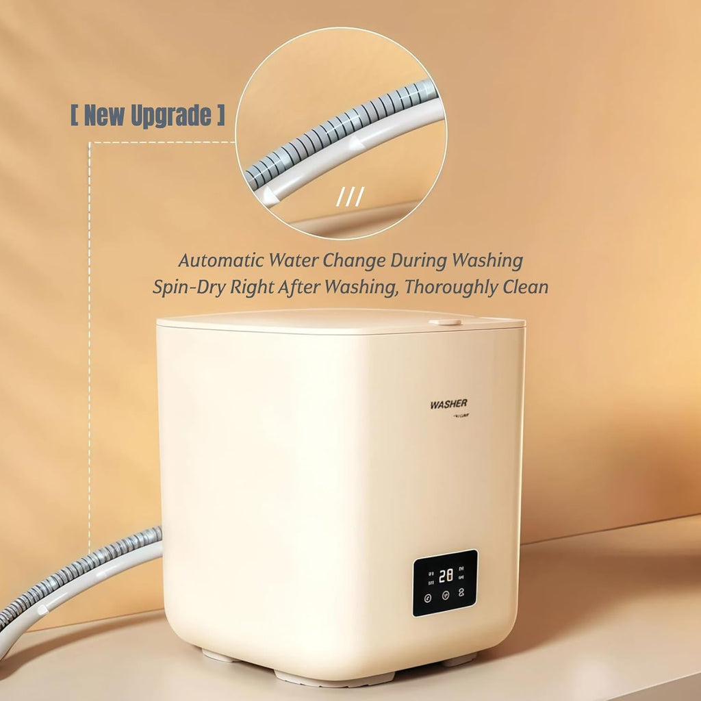 Automatic Portable Washing Machine, Mini Washer with Quiet and stable operation, Top Load, Compact for Dorms, Travel