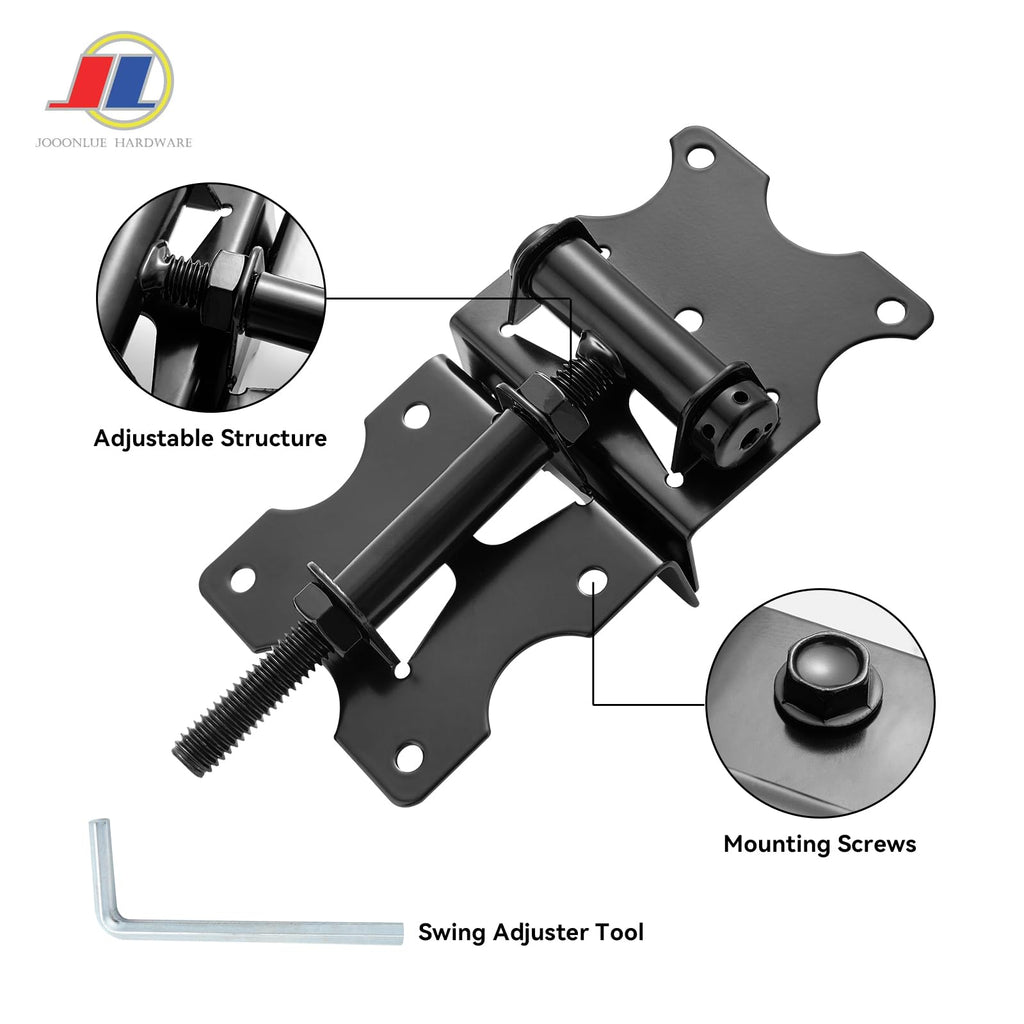 Self Closing Gate Hinges, Adjustable Fence Hinges, 2 Pack