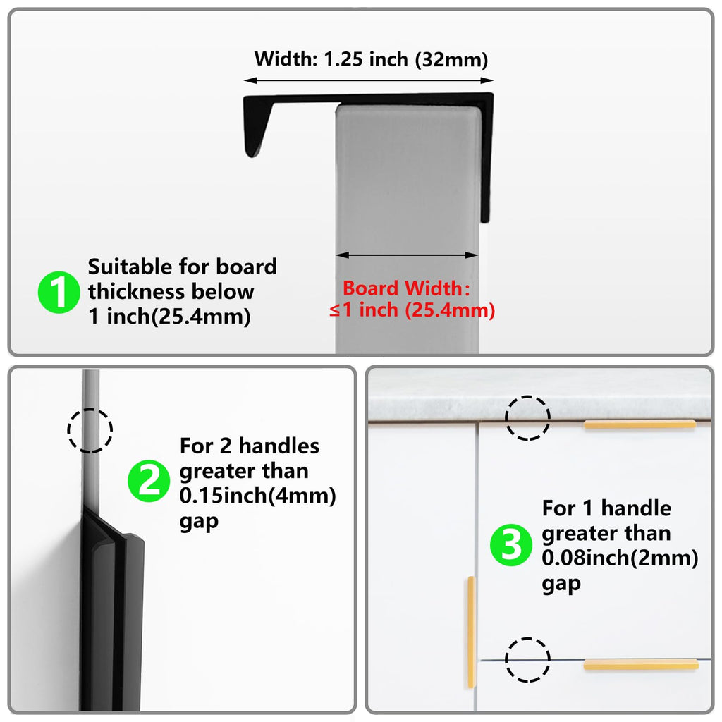 30 Pack Modern Kitchen Cabinet Handles, Black Finger Pulls Drawer