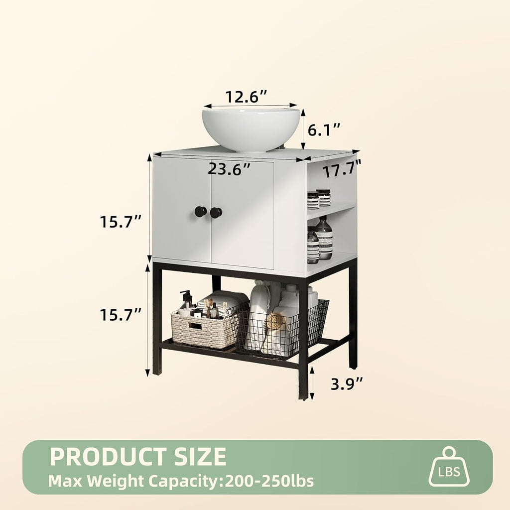 Modern Floor-Standing Bathroom Vanity with Ceramic Vessel Sink