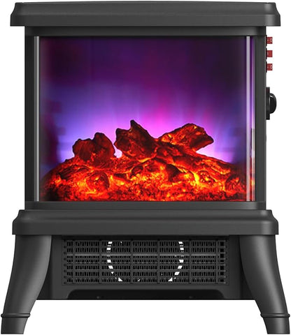 18 Inch Panoramic Electric Fireplace Heater, 1500W/1650W Indoor Space Heater with 3D Flame Effect and Fast Heating