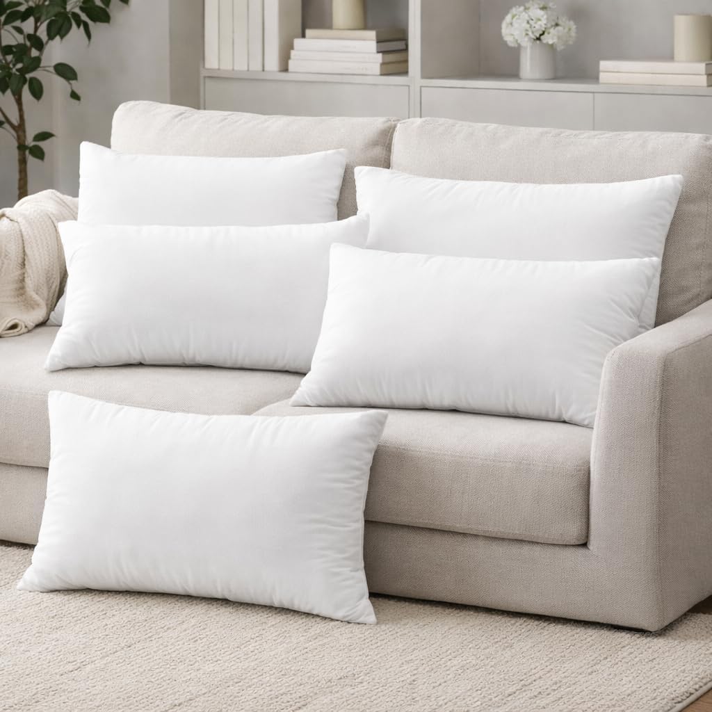 12 x 20 Pillow Inserts - Rectangular Cushion Forms with Resilient Polyester Fill, Soft Support for Sofa, Bed - Set of 4