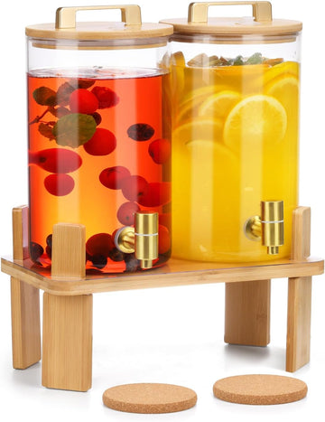 Gallon , Drink Dispensers for Parties, Lemonade Dispenser with Airtight Valve and Stainless Steel Spigot - Set of 2