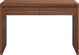 48" Modern Rectangular Wooden Home Office Desk Computer Desk Writing Table with 2 Storage Drawers, Medium Walnut