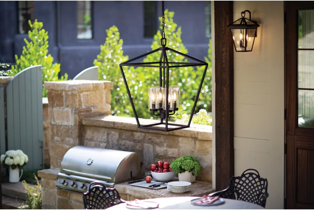 Alford Place Large Outdoor Open Single Tier Chandelier, Die Cast Aluminum Frame, Colonial-Style Candelabra